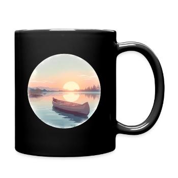 Coucher de soleil Lac Calme Canot - Mug uni - noir - Droite