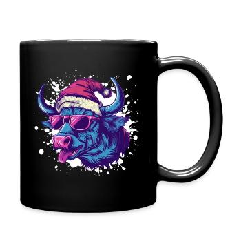 Stier Weihnachten Lustig - Tasse einfarbig - Schwarz - Rechts