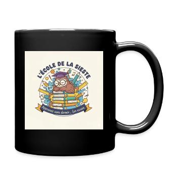 Schule der Eule Nickerchen Schüler - Tasse einfarbig - Schwarz - Rechts