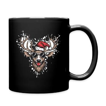 Hirsch Weihnachten Lustig - Tasse einfarbig - Schwarz - Rechts