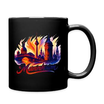 Mannheim Stadt Silhouette prachtvoll Geschenk - Tasse einfarbig - Schwarz - Rechts