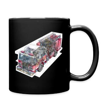 Feuerwehr Truck Detailtechnik - Tasse einfarbig - Schwarz - Rechts