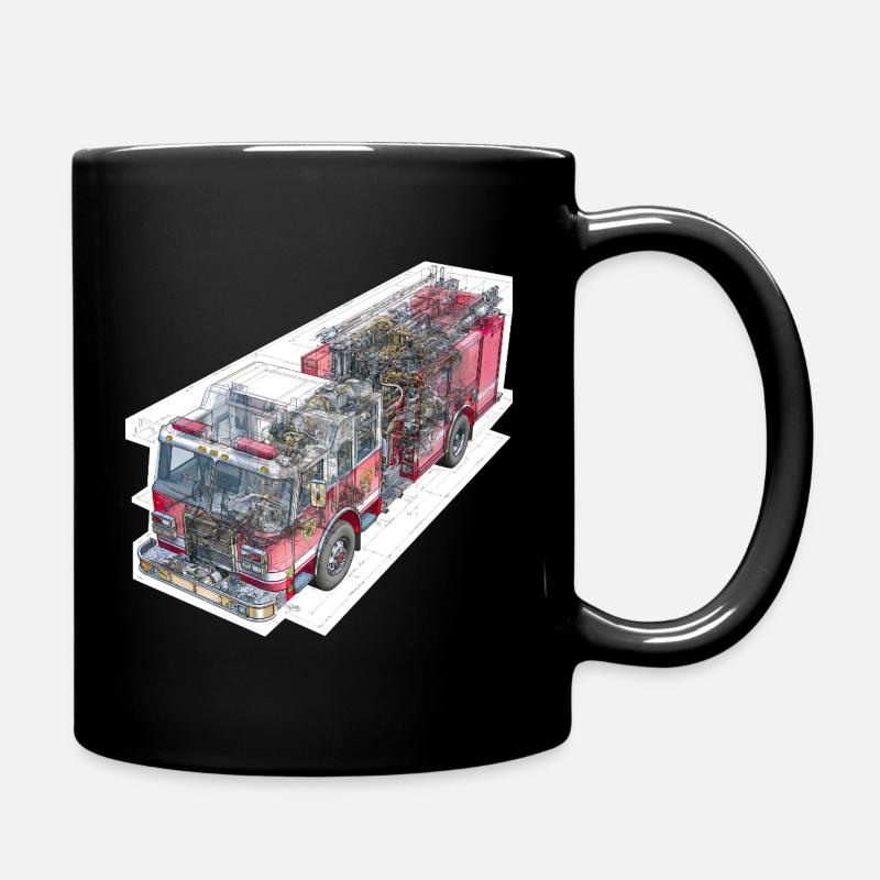 Technologie de détail des camions de pompiers - Mug uni - noir