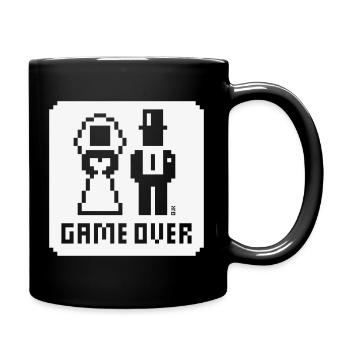 Game Over (mariage, enterrement de vie de garçon, mariés, pixel, NEG W) - Mug uni - noir - Droite