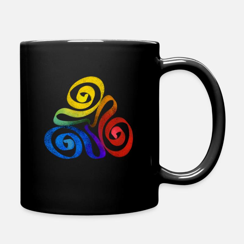 Rainbow triangle spiral - Full Colour Mug - black
