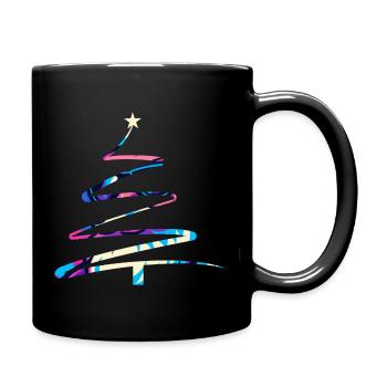 Christmas Tree One-Line Design – Modern & Colorful - Full Colour Mug - black - Right