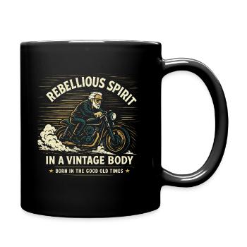 Biker Dad Grandpa Shirt - Rebellious Vintage Rider - Full Colour Mug - black - Right