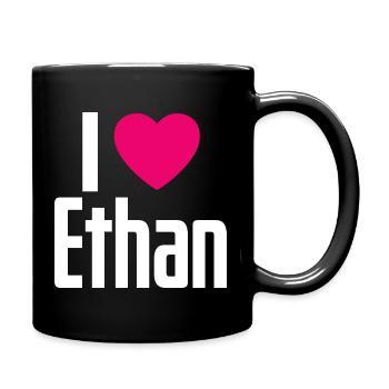 I Love Ethan Pinkes Herz Ich liebe Ethan - Tasse einfarbig - Schwarz - Rechts
