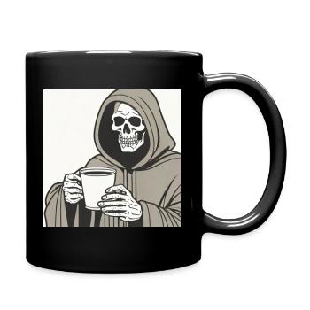 Sensenmann Skelett Becher mit Kapuze - Tasse einfarbig - Schwarz - Rechts