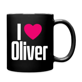 J’aime Oliver Coeur rose J’aime Oliver - Mug uni - noir - Droite