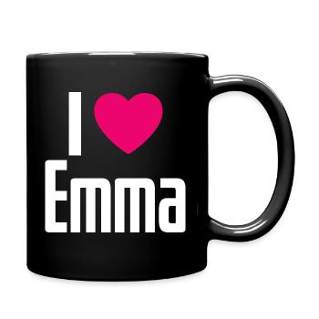 J’aime Emma Coeur rose J’aime Emma - Mug uni - noir - Droite