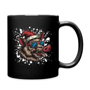 Pig Christmas Funny Wild Boar - Full Colour Mug - black - Right