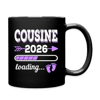 Cousine 2026 Loading Schwangerschaft Geschenkidee - Tasse einfarbig - Schwarz - Rechts