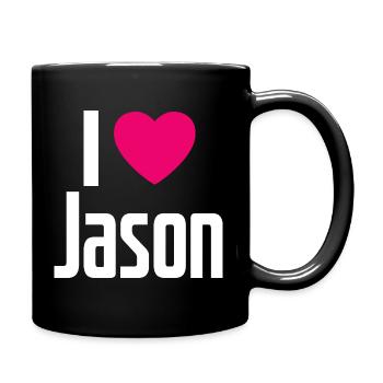 I Love Jason Pink Heart I Love Jason - Full Colour Mug - black - Right