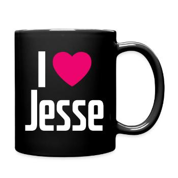 I Love Jesse Pinkes Herz Ich liebe Jesse - Tasse einfarbig - Schwarz - Rechts