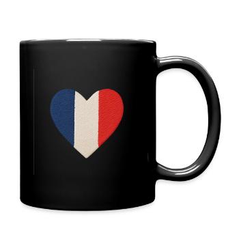 Tricolor blue, white red heart - Full Colour Mug - black - Right
