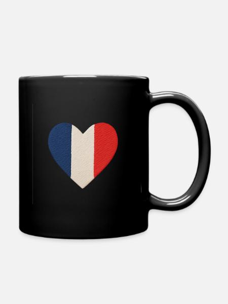 Cœur tricolore bleu blanc rouge - Mug uni - noir