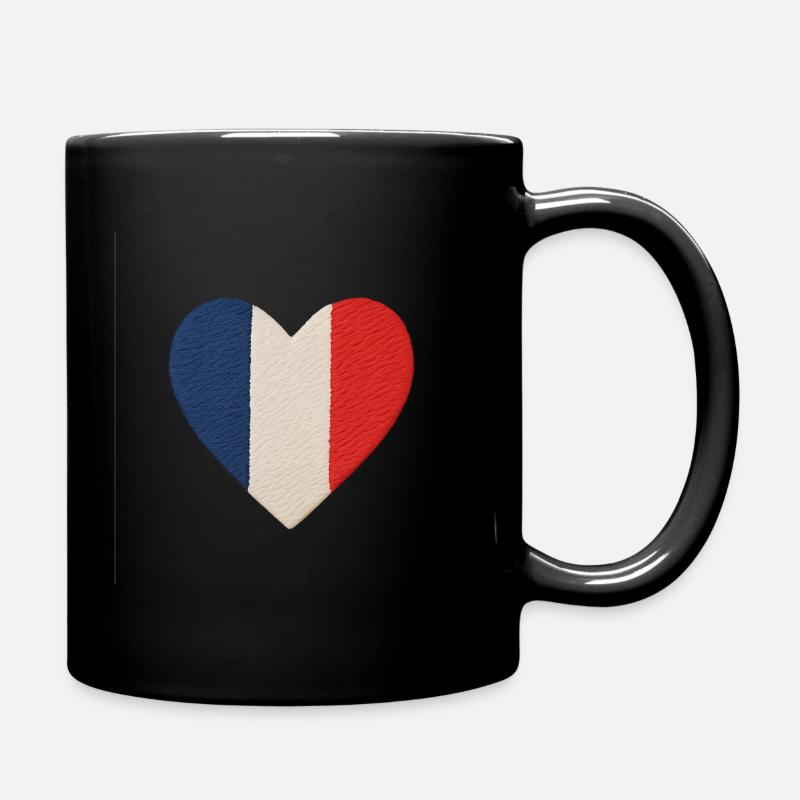 Dreifarbiges blaues, weißes, rotes Herz - Tasse einfarbig - Schwarz