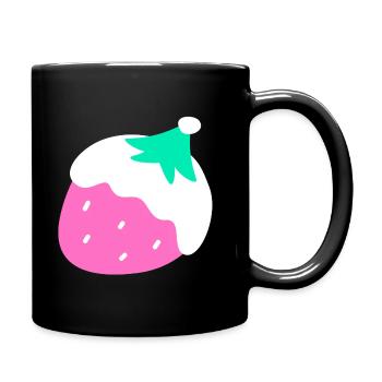 Erdbeeren – Weihnachten - Tasse einfarbig - Schwarz - Rechts