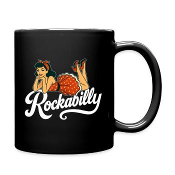 Rockabilly Pin-Up Woman 50s Reclining Petticoat - Full Colour Mug - black - Right