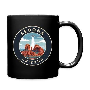 Sedona Arizona UFO Desert Sticker - Full Colour Mug - black - Right