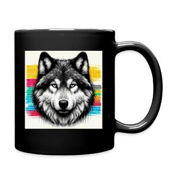 Loup - Mug uni - noir - Droite