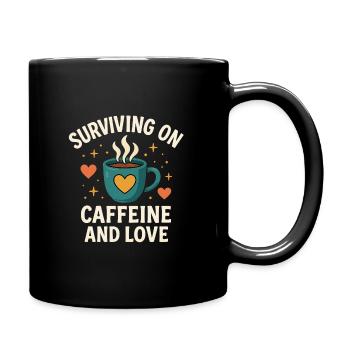 Survivre grâce à la caféine et à l’amour - Mug uni - noir - Droite