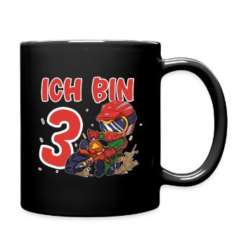 3. Geburtstag Motocross - Tasse einfarbig - Schwarz - Rechts