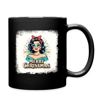 Retro Weihnachten Pin-Up T-Shirt - Tasse einfarbig - Schwarz - Rechts