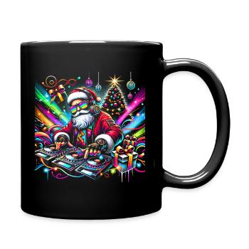 Neon Santa DJ Weihnachtspuls - Tasse einfarbig - Schwarz - Rechts