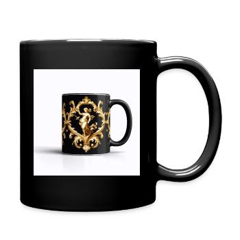 Figurine dorée baroque sur une tasse noire - Mug uni - noir - Droite