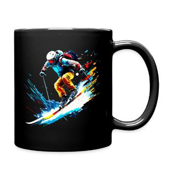 Skifahrer - Tasse einfarbig - Schwarz - Rechts