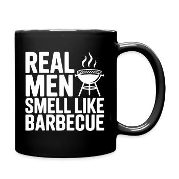 Les vrais hommes sentent le barbecue - Mug uni - noir - Droite