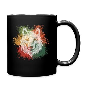 Zentangle Wolf - Tasse einfarbig - Schwarz - Rechts