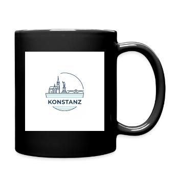 Konstanz Skyline Bodensee Emblem - Tasse einfarbig - Schwarz - Rechts