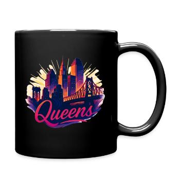 Queens Stadt New York Silhouette Geschenk - Tasse einfarbig - Schwarz - Rechts