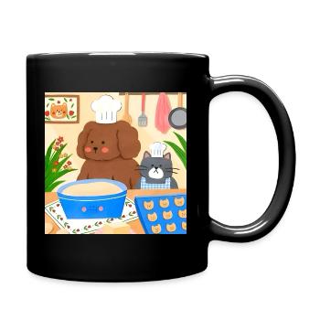 Cute Baker Illustration - Full Colour Mug - black - Right