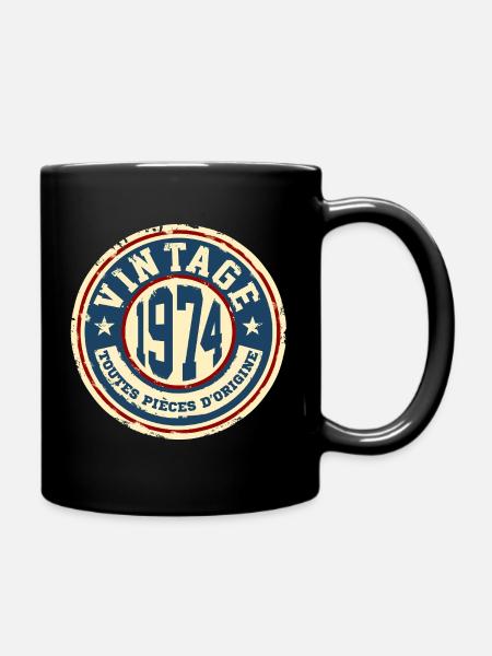 Vintage 1974 Retro Birthday Year 1974 Gift - Full Colour Mug - black