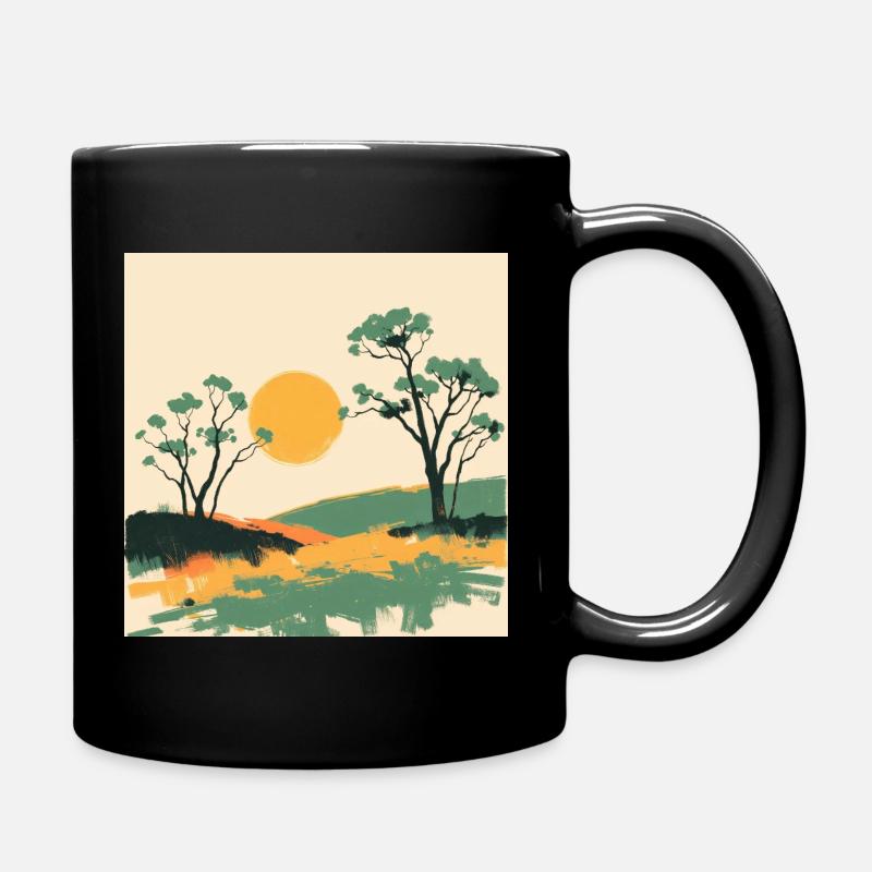 Horizon Solaire et Pins - Mug uni - noir
