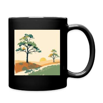 Pastel Sunset Trees - Full Colour Mug - black - Right