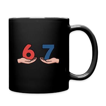  6 7- Funny Brainrot T-Shirt - Tasse einfarbig - Schwarz - Rechts