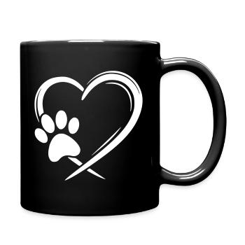 patte de cœur - Mug uni - noir - Droite