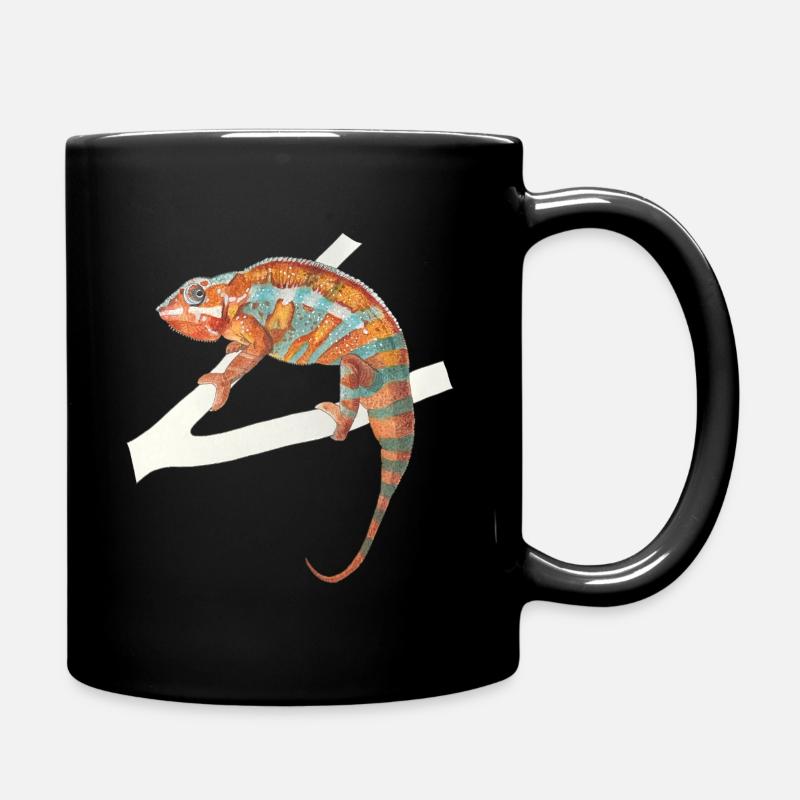 orange turquoise chameleon Chamaeleon zeylandicus - Full Colour Mug - black