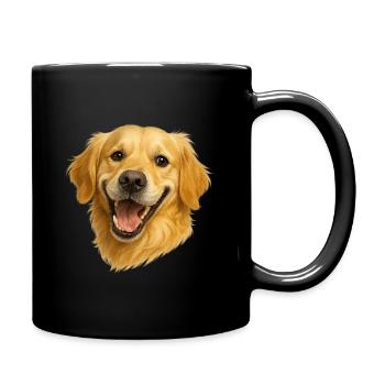 Cheerful Golden Retriever Head - Full Colour Mug - black - Right