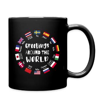 Grüße aus aller Welt - Hallo in allen Sprachen - Tasse einfarbig - Schwarz - Rechts