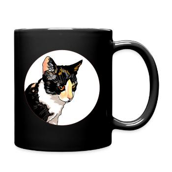 Chat Portrait Cercle Contraste - Mug uni - noir - Droite