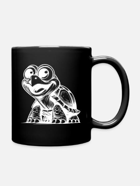 Baby Schildkröten mit großen Augen - Tasse einfarbig - Schwarz