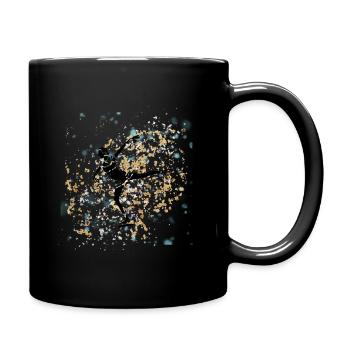 Läufer mit goldenen und himmelblauen Glitzern - Tasse einfarbig - Schwarz - Rechts