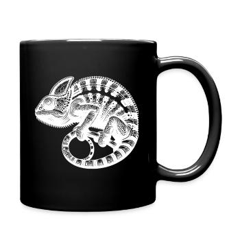 Cute chameleon in camouflage mode - Full Colour Mug - black - Right