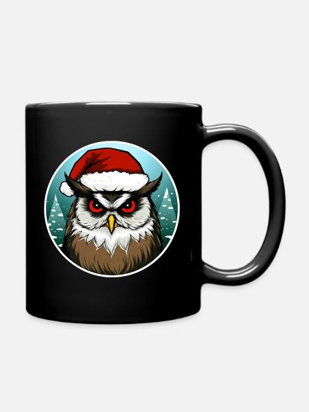 Christmas Owls - Full Colour Mug - black